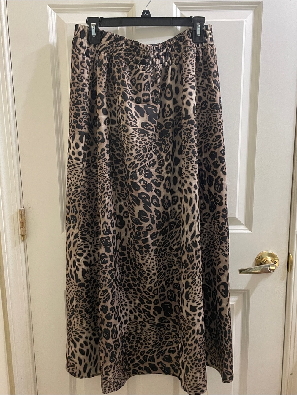 Leopard Print Maxi Skirt in Brown and Black - Elastic Waist